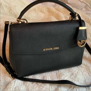 Michael Kors Medium Black Safffiano Ava Satchel